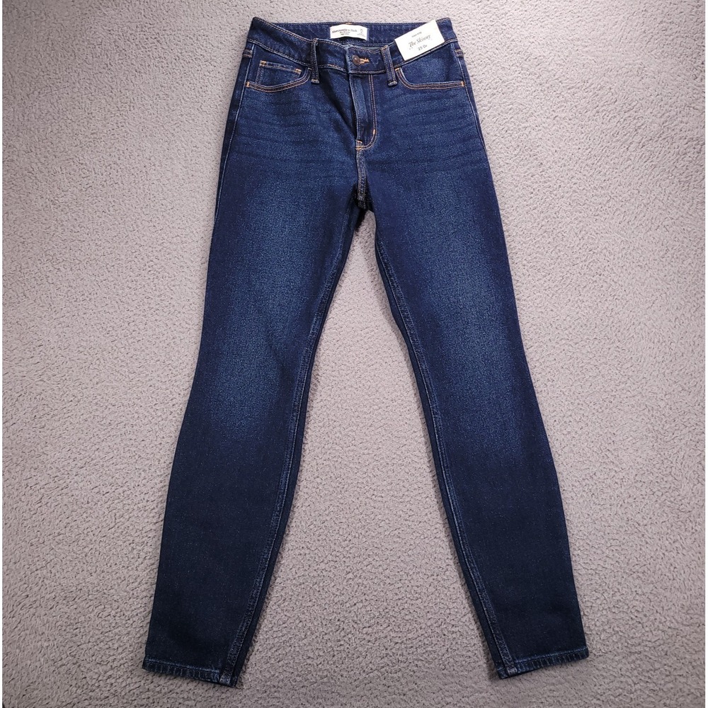 ABERCROMBIE Jeans Womens Size 25/0 The Skinny High Rise‎ Dark Wash Denim NEW